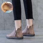 Women Genuine Leather Ankle Boots Warm Fur Waterproof Slip On Super Comfortable Booties Autumn Winter Shoes Keep Warm Anti-Slip Soft Sole Warm Fur Lined Winter Ankle Booties Stevvex
