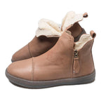 Women Genuine Leather Ankle Boots Warm Fur Waterproof Slip On Super Comfortable Booties Autumn Winter Shoes Keep Warm Anti-Slip Soft Sole Warm Fur Lined Winter Ankle Booties Stevvex