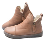 Women Genuine Leather Ankle Boots Warm Fur Waterproof Slip On Super Comfortable Booties Autumn Winter Shoes Keep Warm Anti-Slip Soft Sole Warm Fur Lined Winter Ankle Booties Stevvex