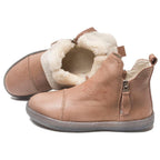 Women Genuine Leather Ankle Boots Warm Fur Waterproof Slip On Super Comfortable Booties Autumn Winter Shoes Keep Warm Anti-Slip Soft Sole Warm Fur Lined Winter Ankle Booties Stevvex