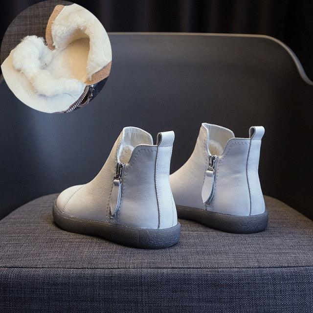 Women Genuine Leather Ankle Boots Warm Fur Waterproof Slip On Super Comfortable Booties Autumn Winter Shoes Keep Warm Anti-Slip Soft Sole Warm Fur Lined Winter Ankle Booties Stevvex