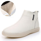 Women Genuine Leather Ankle Boots Warm Fur Waterproof Slip On Super Comfortable Booties Autumn Winter Shoes Keep Warm Anti-Slip Soft Sole Warm Fur Lined Winter Ankle Booties Stevvex