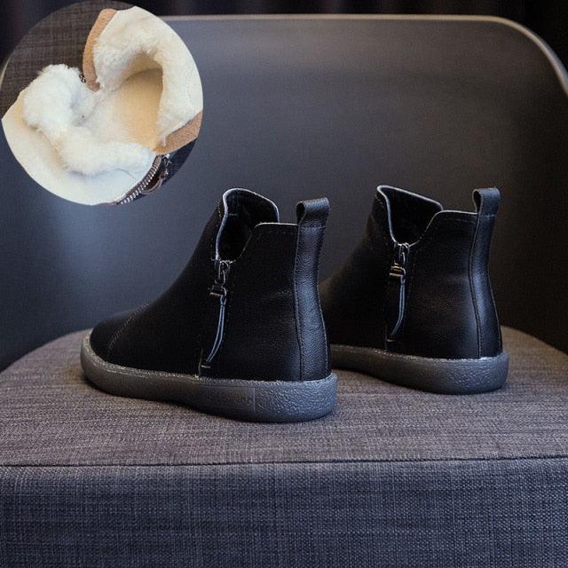 Women Genuine Leather Ankle Boots Warm Fur Waterproof Slip On Super Comfortable Booties Autumn Winter Shoes Keep Warm Anti-Slip Soft Sole Warm Fur Lined Winter Ankle Booties Stevvex