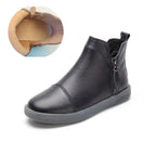 Women Genuine Leather Ankle Boots Warm Fur Waterproof Slip On Super Comfortable Booties Autumn Winter Shoes Keep Warm Anti-Slip Soft Sole Warm Fur Lined Winter Ankle Booties Stevvex