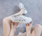 Women Genuine Leather Sneakers Summer White Lacing Flat Woman Casual mfortable Casual Everyday Walking Fashion Outdoor Sneakers