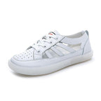 Women Genuine Leather Sneakers Summer White Lacing Flat Woman Casual mfortable Casual Everyday Walking Fashion Outdoor Sneakers