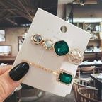 Women Hair Clips Set Jewelry Fashion Green Crystal Hair Accessories Luxury Simulation Pearl Barrette Pin For Girl Gift Ornaments Fashion Hairgrips Accessories For Party