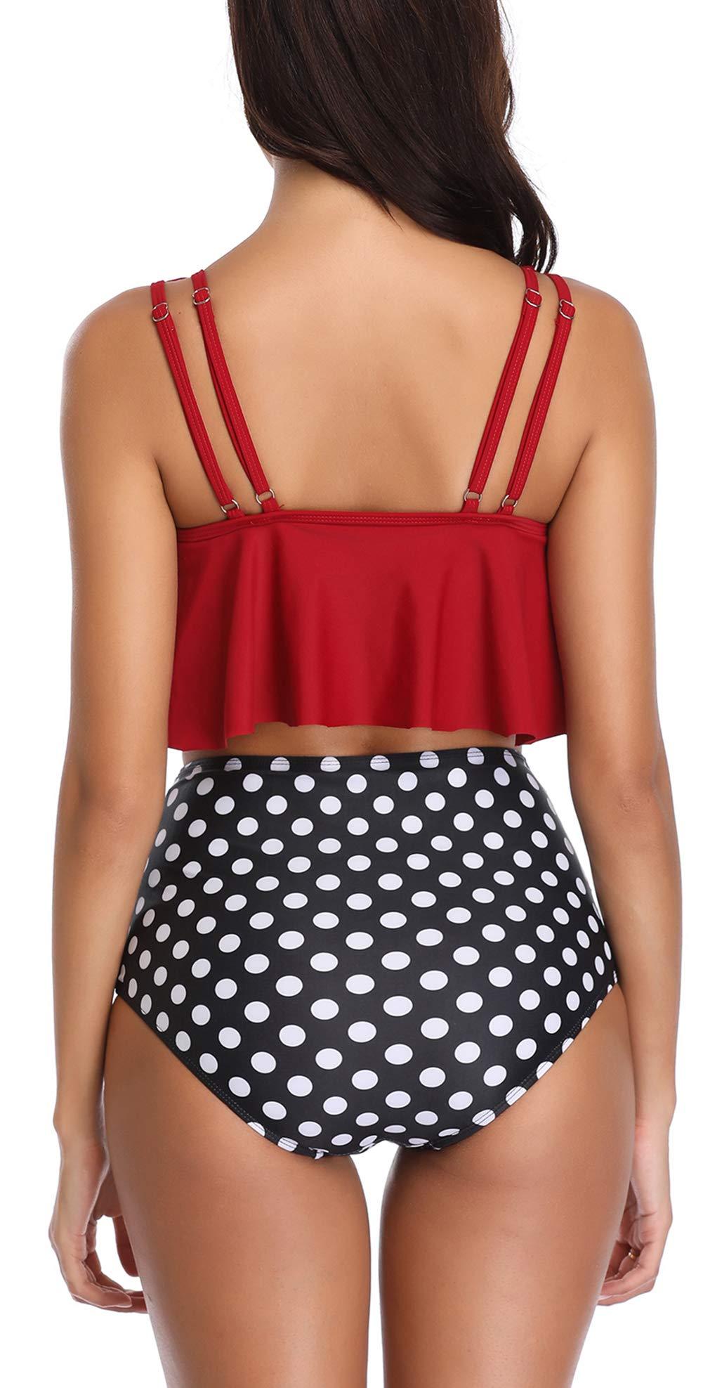 Women High Waist Bikini Plus Size Swimwear Summer Swimsuit Beach Bathing Suit Ruffle Bikini  Floral Printed Ruffle High Waist Bikini Set Women's Tummy Control Bathing Suit Swimsuit Flounce Peplum Stevvex