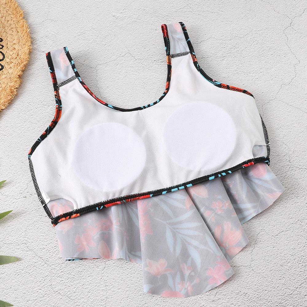 Women High Waist Bikini Plus Size Swimwear Summer Swimsuit Beach Bathing Suit Ruffle Bikini  Floral Printed Ruffle High Waist Bikini Set Women's Tummy Control Bathing Suit Swimsuit Flounce Peplum Stevvex