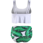 Women High Waist Bikini Plus Size Swimwear Summer Swimsuit Beach Bathing Suit Ruffle Bikini  Floral Printed Ruffle High Waist Bikini Set Women's Tummy Control Bathing Suit Swimsuit Flounce Peplum Stevvex