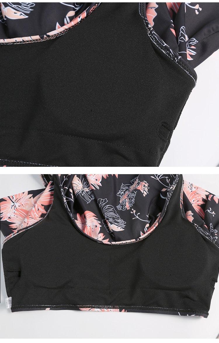 Women High Waist Bikini Plus Size Swimwear Summer Swimsuit Beach Bathing Suit Ruffle Bikini  Floral Printed Ruffle High Waist Bikini Set Women's Tummy Control Bathing Suit Swimsuit Flounce Peplum Stevvex