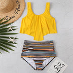 Women High Waist Bikini Plus Size Swimwear Summer Swimsuit Beach Bathing Suit Ruffle Bikini  Floral Printed Ruffle High Waist Bikini Set Women's Tummy Control Bathing Suit Swimsuit Flounce Peplum Stevvex