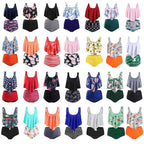Women High Waist Bikini Plus Size Swimwear Summer Swimsuit Beach Bathing Suit Ruffle Bikini  Floral Printed Ruffle High Waist Bikini Set Women's Tummy Control Bathing Suit Swimsuit Flounce Peplum Stevvex