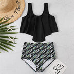 Women High Waist Bikini Plus Size Swimwear Summer Swimsuit Beach Bathing Suit Ruffle Bikini  Floral Printed Ruffle High Waist Bikini Set Women's Tummy Control Bathing Suit Swimsuit Flounce Peplum Stevvex
