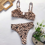 Women High Waist Bikini Swimsuit Swimwear Female Women Metal Ring Cross Bandage Bikini Set Swimsuit Two Piece Cutout Tie Back Bathing Suit Thong Bikini Set Bathing Suit Bather Stevvex