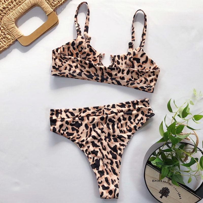 Women High Waist Bikini Swimsuit Swimwear Female Women Metal Ring Cross Bandage Bikini Set Swimsuit Two Piece Cutout Tie Back Bathing Suit Thong Bikini Set Bathing Suit Bather Stevvex