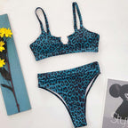 Women High Waist Bikini Swimsuit Swimwear Female Women Metal Ring Cross Bandage Bikini Set Swimsuit Two Piece Cutout Tie Back Bathing Suit Thong Bikini Set Bathing Suit Bather Stevvex