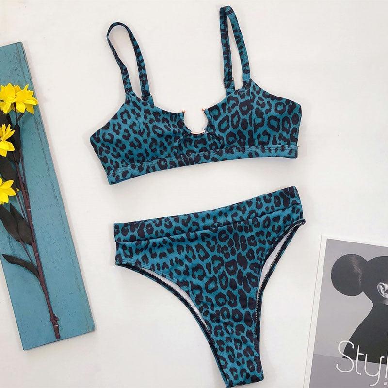 Women High Waist Bikini Swimsuit Swimwear Female Women Metal Ring Cross Bandage Bikini Set Swimsuit Two Piece Cutout Tie Back Bathing Suit Thong Bikini Set Bathing Suit Bather Stevvex