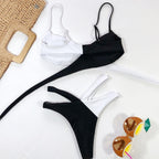 Women High Waist Bikini Swimsuit Swimwear Female Women Metal Ring Cross Bandage Bikini Set Swimsuit Two Piece Cutout Tie Back Bathing Suit Thong Bikini Set Bathing Suit Bather Stevvex