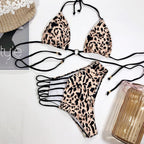 Women High Waist Bikini Swimsuit Swimwear Female Women Metal Ring Cross Bandage Bikini Set Swimsuit Two Piece Cutout Tie Back Bathing Suit Thong Bikini Set Bathing Suit Bather Stevvex