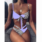 Women High Waist Bikini Swimsuit Swimwear Female Women Metal Ring Cross Bandage Bikini Set Swimsuit Two Piece Cutout Tie Back Bathing Suit Thong Bikini Set Bathing Suit Bather Stevvex
