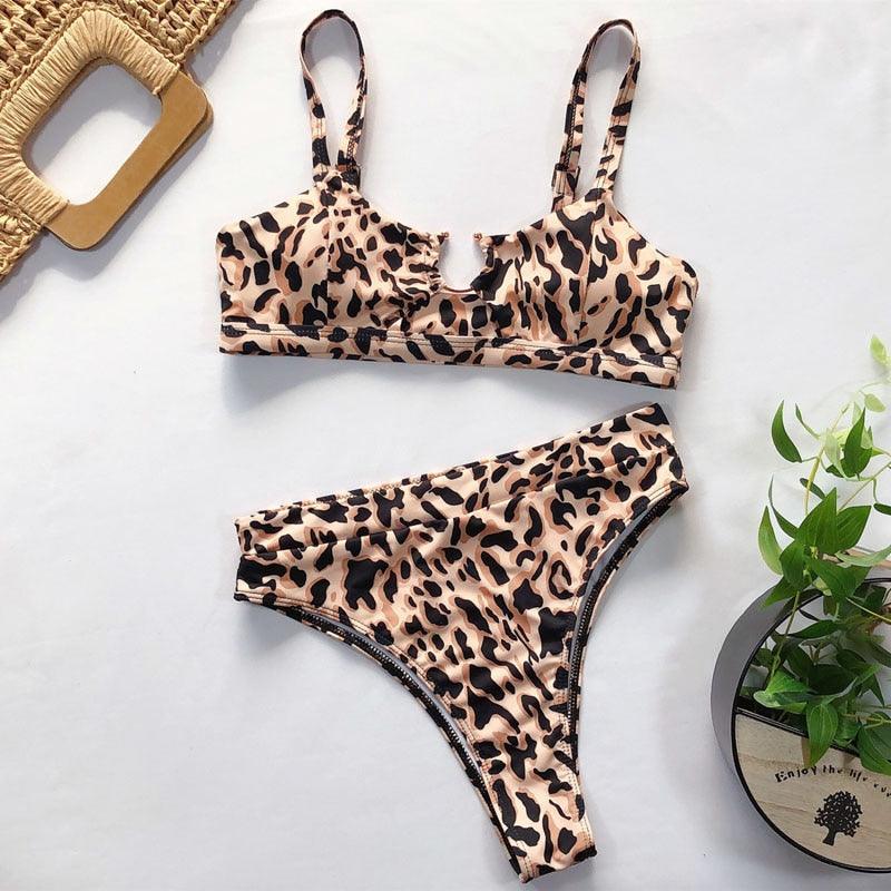 Women High Waist Bikini Swimsuit Swimwear Female Women Metal Ring Cross Bandage Bikini Set Swimsuit Two Piece Cutout Tie Back Bathing Suit Thong Bikini Set Bathing Suit Bather Stevvex