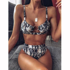 Women High Waist Bikini Swimsuit Swimwear Female Women Metal Ring Cross Bandage Bikini Set Swimsuit Two Piece Cutout Tie Back Bathing Suit Thong Bikini Set Bathing Suit Bather Stevvex