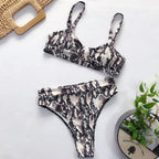 Women High Waist Bikini Swimsuit Swimwear Female Women Metal Ring Cross Bandage Bikini Set Swimsuit Two Piece Cutout Tie Back Bathing Suit Thong Bikini Set Bathing Suit Bather Stevvex