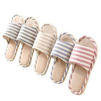 Women Indoor Slippers Flat Shoes Spring Autumn Linen Flip Flops Home Slippers Comfortable Memory Foam Slippers Lining Slip-On Lightweight Durable House Shoes Stevvex