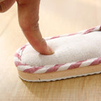 Women Indoor Slippers Flat Shoes Spring Autumn Linen Flip Flops Home Slippers Comfortable Memory Foam Slippers Lining Slip-On Lightweight Durable House Shoes Stevvex