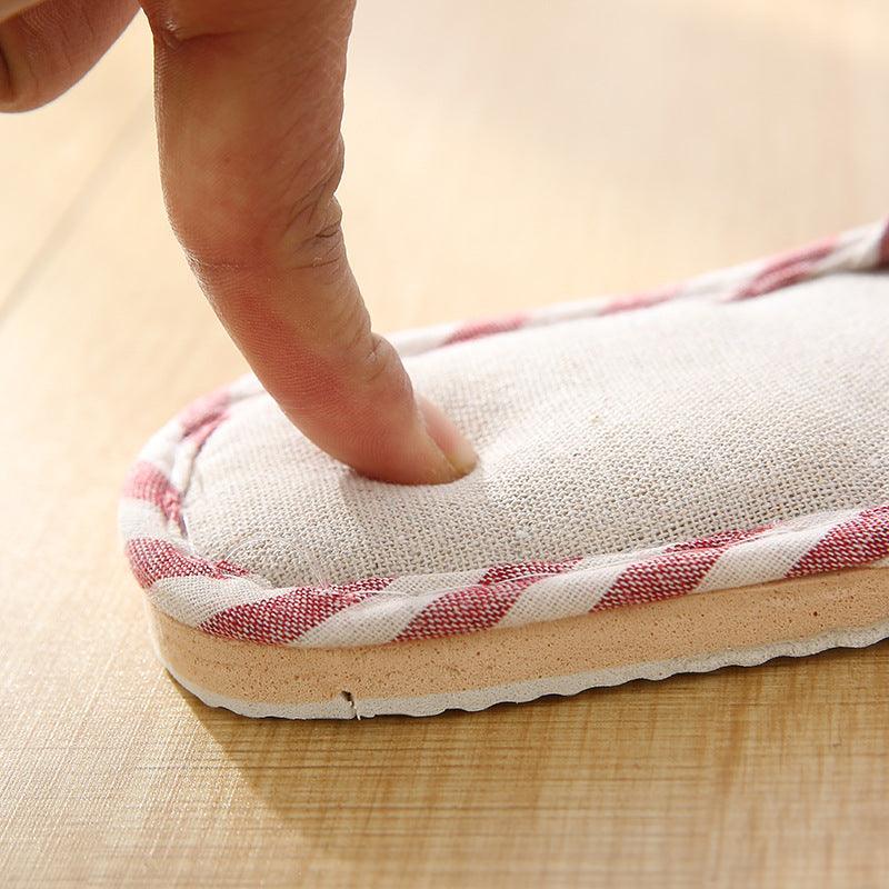 Women Indoor Slippers Flat Shoes Spring Autumn Linen Flip Flops Home Slippers Comfortable Memory Foam Slippers Lining Slip-On Lightweight Durable House Shoes Stevvex