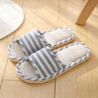 Women Indoor Slippers Flat Shoes Spring Autumn Linen Flip Flops Home Slippers Comfortable Memory Foam Slippers Lining Slip-On Lightweight Durable House Shoes Stevvex