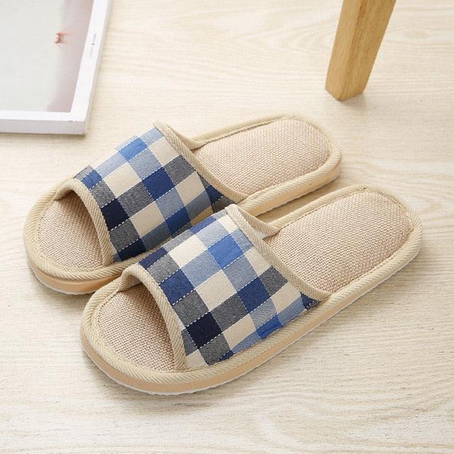 Women Indoor Slippers Flat Shoes Spring Autumn Linen Flip Flops Home Slippers Comfortable Memory Foam Slippers Lining Slip-On Lightweight Durable House Shoes Stevvex