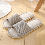 Women Indoor Slippers Flat Shoes Spring Autumn Linen Flip Flops Home Slippers Comfortable Memory Foam Slippers Lining Slip-On Lightweight Durable House Shoes Stevvex