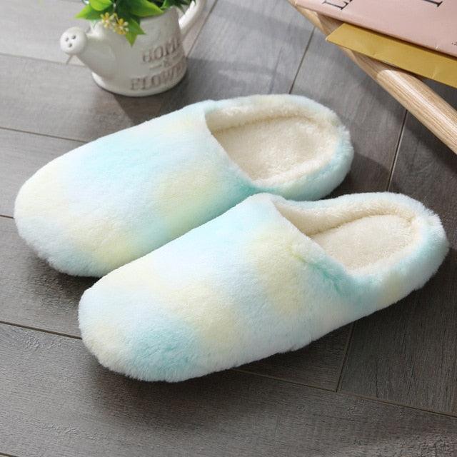 Women Indoor Slippers Warm Plush Home Slipper Autumn Winter Woman House Flat Floor Soft Slipper Silent Slides Plush Fleece Insole Fluffy Slippers For Indoor Home Bedroom Stevvex
