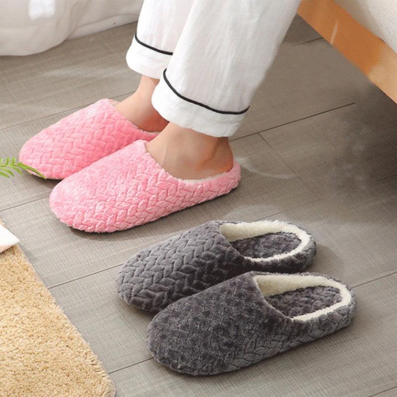 Women Indoor Slippers Warm Plush Home Slipper Autumn Winter Woman House Flat Floor Soft Slipper Silent Slides Plush Fleece Insole Fluffy Slippers For Indoor Home Bedroom Stevvex
