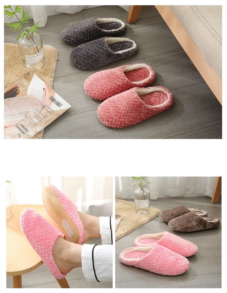 Women Indoor Slippers Warm Plush Home Slipper Autumn Winter Woman House Flat Floor Soft Slipper Silent Slides Plush Fleece Insole Fluffy Slippers For Indoor Home Bedroom Stevvex