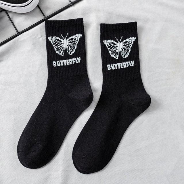 Women Korea Funny Socks Long Socks Black Cool Socks Harajuku GD Hip Hop Cotton Skateboard Socks Men New Trend Daisy Socks Men Stevvex