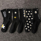 Women Korea Funny Socks Long Socks Black Cool Socks Harajuku GD Hip Hop Cotton Skateboard Socks Men New Trend Daisy Socks Men Stevvex