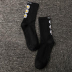 Women Korea Funny Socks Long Socks Black Cool Socks Harajuku GD Hip Hop Cotton Skateboard Socks Men New Trend Daisy Socks Men Stevvex