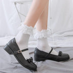 Women Lace Mesh Black White Cotton Socks Japanese Maiden Lovely Short Socks Frilly Ruffle Princess Socks For Women Stevvex