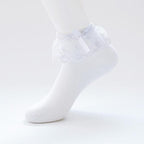 Women Lace Mesh Black White Cotton Socks Japanese Maiden Lovely Short Socks Frilly Ruffle Princess Socks For Women Stevvex