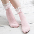 Women Lace Mesh Black White Cotton Socks Japanese Maiden Lovely Short Socks Frilly Ruffle Princess Socks For Women Stevvex