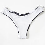 Women Lace Up Black Print Bikini Set Beach Swimsuit Women's Halter Self Bikini Set Padded Top Two Piece Swimsuit Summer Padded Bra Swim Panties  Bandage Vintage Bathing Suit Stevvex