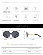Women Large Hexagon Inspired Sunglasses Fashionable Big Frame & Polygonal Ladies Sunglasses Classic Retro Shape Street Shooting Sunglasses For Men And Women Sunglasses Stevvex