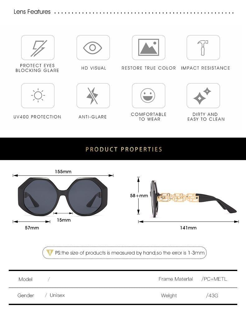 Women Large Hexagon Inspired Sunglasses Fashionable Big Frame & Polygonal Ladies Sunglasses Classic Retro Shape Street Shooting Sunglasses For Men And Women Sunglasses Stevvex