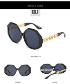 Women Large Hexagon Inspired Sunglasses Fashionable Big Frame & Polygonal Ladies Sunglasses Classic Retro Shape Street Shooting Sunglasses For Men And Women Sunglasses Stevvex