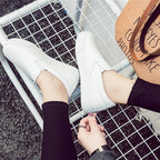 Women Leather Espadrilles Spring Trend Casual Flats Sneakers New Fashion Comfort Slip-on Platform Vulcanized Shoes Women Casual Fashionable Sports Espadrilles