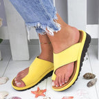 Women Leather Shoes Comfy Platform Flat Sole Casual Soft Big Toe Foot Sandal Flat Sole Casual Soft Toe Ring Unique Sandal Modern Summer Beach Shoes Stevvex