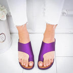 Women Leather Shoes Comfy Platform Flat Sole Casual Soft Big Toe Foot Sandal Flat Sole Casual Soft Toe Ring Unique Sandal Modern Summer Beach Shoes Stevvex